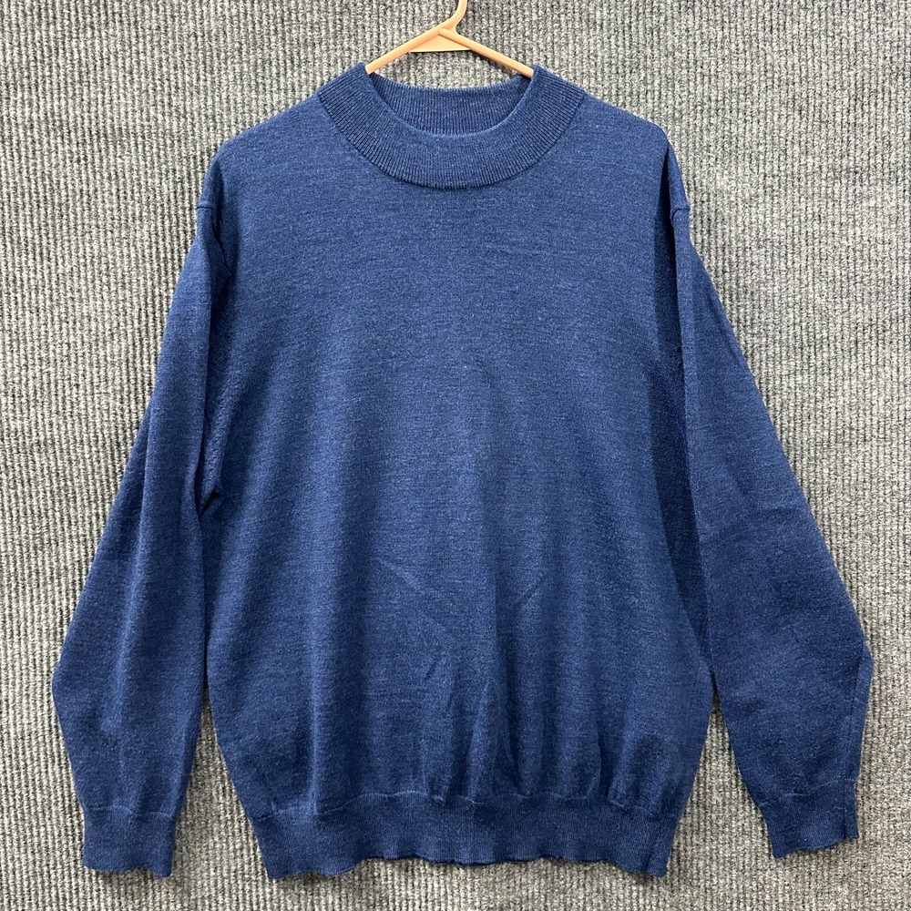 Joseph Abboud Mens Knit Sweater‎ Size 2XL Blue Pullover Wool Blend Long Sleeve